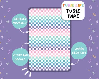 TUBIE TAPE Tubie Life pastel check ng tube tape for feeding tubes and other tubing Full Sheet