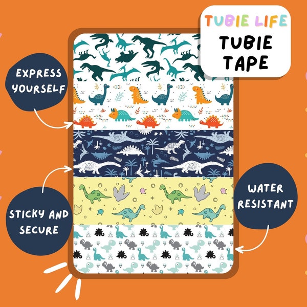 TUBIE TAPE Cinta para tubos de dinosaurio Tubie Life para sondas de alimentación y otros tubos