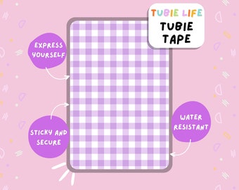 TUBIE TAPE Ruban adhésif pour sonde Tubie Life à carreaux vichy violet pour sondes et autres tubulures, feuille complète