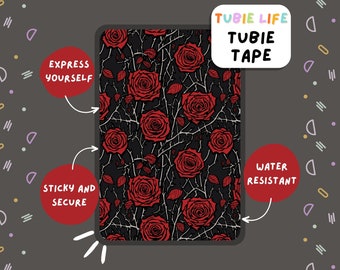 TUBIE TAPE Tubie Life red roses ng tube tape for feeding tubes and other tubing Full Sheet