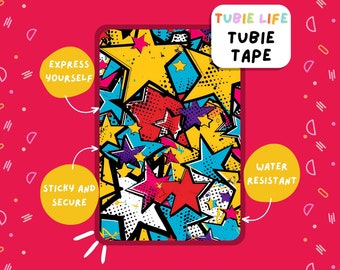 TUBIE TAPE Tubie Life cinta de tubo con estrellas de dibujos animados para sondas de alimentación y otros tubos Hoja completa