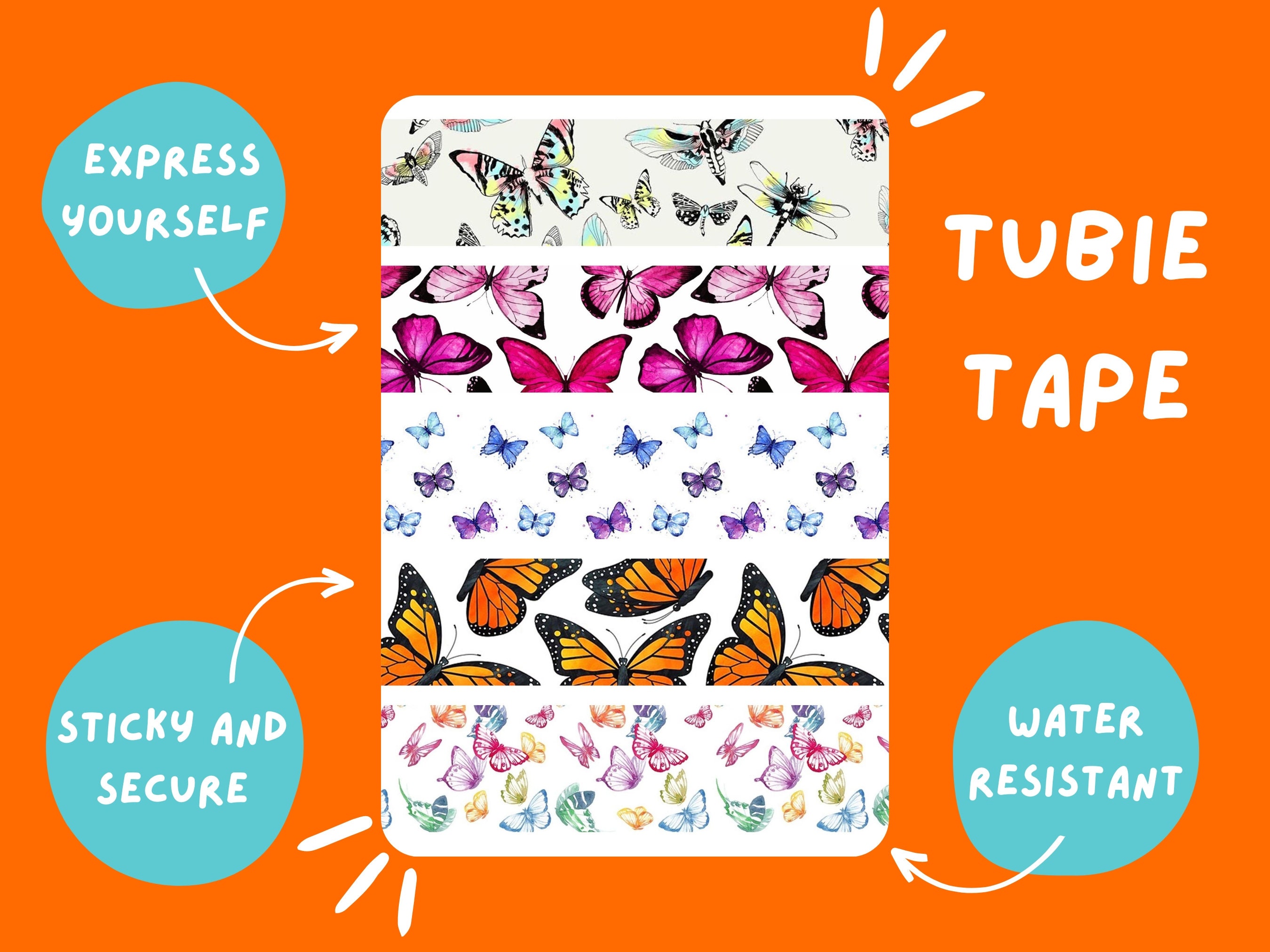 Tubie Tape BUTTERFLY TUBIE TAPE Multi Tubie Life Ng Tube Tape Etsy