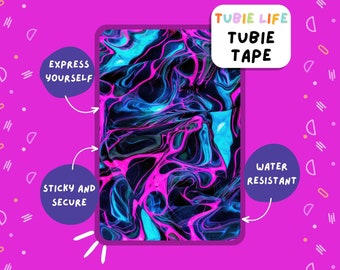 TUBIE TAPE Tubie Life rosa und blau neonfarbenes Schlauchband für Ernährungssonden und andere Schläuche, komplettes Blatt