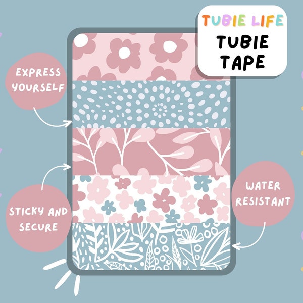 TUBIE TAPE Tubie Life pink and blue spring ng tube tape for feeding tubes and other tubing