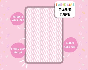 TUBIE TAPE Tubie Life pink lines ng tube tape for feeding tubes and other tubing Full Sheet