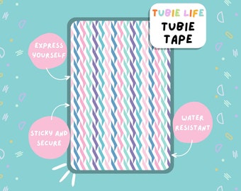 TUBIE TAPE Tubie Life pastel lines ng tube tape for feeding tubes and other tubing Full Sheet