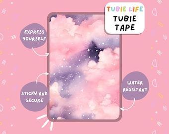 TUBIE TAPE Tubie Life pink clouds ng tube tape for feeding tubes and other tubing Full Sheet