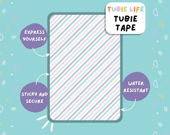 TUBIE TAPE Tubie Life pastellfarbenes, diagonales Schlauchband für Ernährungssonden und andere Schläuche, komplettes Blatt