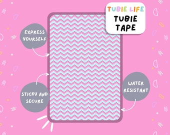 TUBIE TAPE Tubie Life rosa und blaues Zickzack-Schlauchband für Ernährungssonden und andere Schläuche. Komplettes Blatt