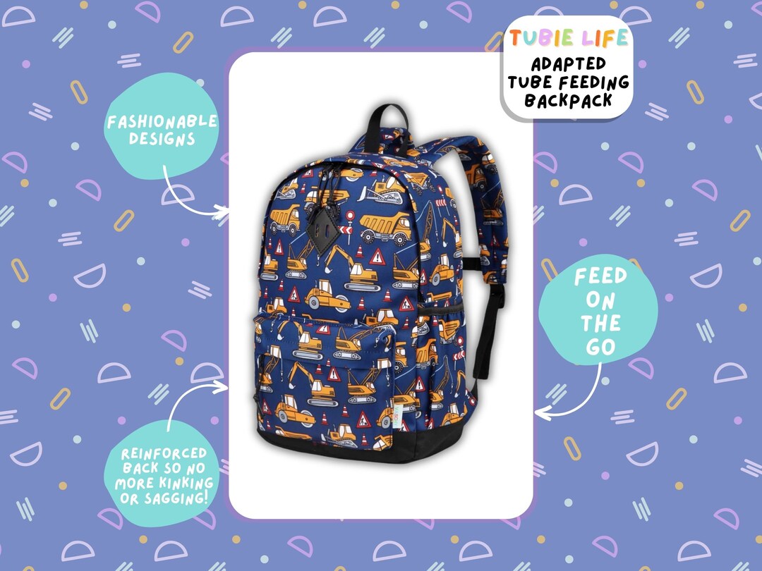 Large Kids Tubie Life Adapted Backpack Navy Digger Feeding Tube Adapted ...