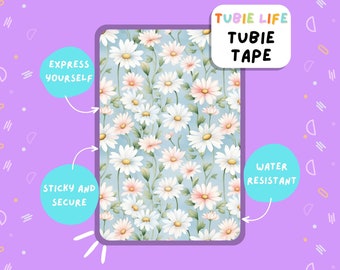 TUBIE TAPE Tubie Life blue daisy ng tube tape for feeding tubes and other tubing Full Sheet