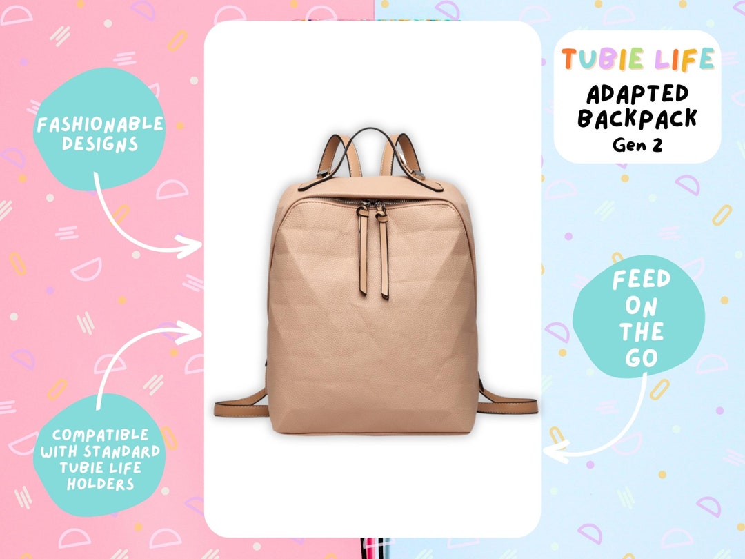 Tubie Life Adapted Backpack Gen 2 Tan Geometric Feeding Tube Etsy