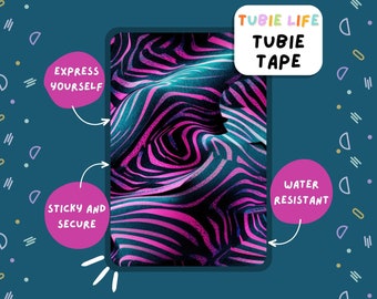 TUBIE TAPE Tubie Life pink und blau neonfarbenes Zebra ng Sondenband für Magensonden und andere Schläuche Full Sheet