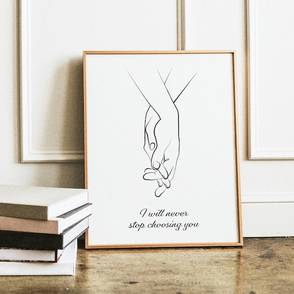 Holding hands line art print. Line drawing poster. Hands line art. Romantic gifts. for her. Couple hands print. Line sketch, Printable