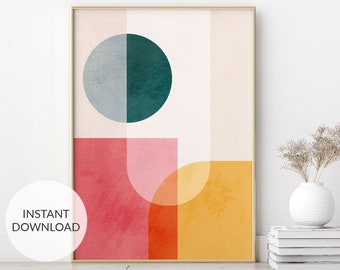 Mid Century Modern Wall Art: Abstract Geometric Shapes (Digital Download)