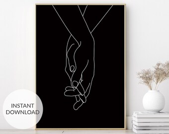 Holding Hands Line Art Print: Minimalist Couple Gift (Digital Download)