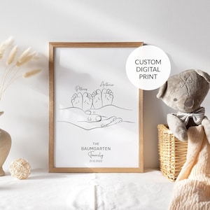 Familie individueller Druck. Personalisiertes Geburtsposter. "Familie hält Händchen und Druck." Personalisierter Baby Name. Zwillinge benutzerdefinierte drucken. Neugeborenen Poster. Druckbar