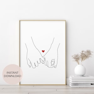 Holding hands print, Hands poster, Couple hands print, Hands art, Line art, Wall art, Line sketch, Romantic art, Printable
