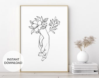 Holding Hands Line Art Print: Minimalist Couple Decor (Digital Download)