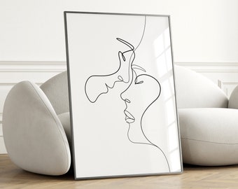 Stampa artistica di coppia romantica: minimalista in bianco e nero (download digitale)