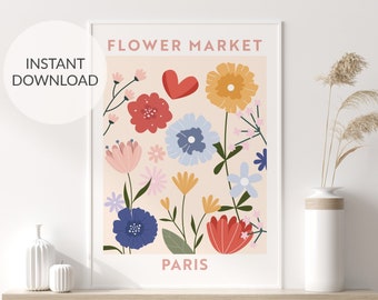 Paris Flower Market Poster: Colorful Botanical Print (Digital Download)