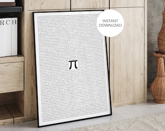 Pi art print, Number poster, Math Poster, Science Decor, Mathematics Decor, Math teacher gift, Dorm decor, Mathematics Wall Art, Printable