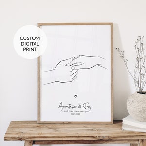 Holding hands line art. Personalized gift. Line drawing print. Couple hands print. Home decor. Wall art. Anniversary Wedding art Printable