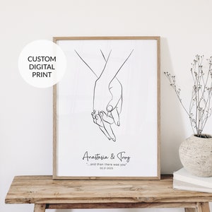 Holding hands line art. Personalized gift. Line drawing print. Couple hands print. Home decor. Wall art. Anniversary Wedding art Printable