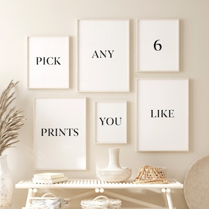 Custom Set of 6 Wall Art Prints, Pick Any 6 Personalized Gallery Prints, Trendy Home Decor, Printable Digital Download