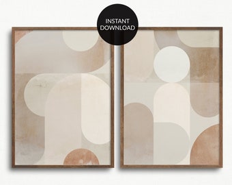 Láminas abstractas beige: Decoración minimalista para pared (descarga digital)