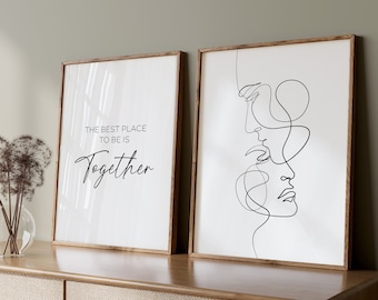Romantic Couple Line Art Print Set: Minimalist Home Decor (Digital Download)