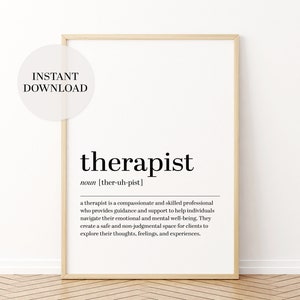 Therapist Definition Print, Counseling Office Wall Art, Therapist Office Decor, Definition Poster, Gift for Therapist, Digital Download