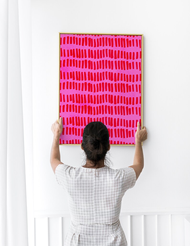 Pink and Red Wall Art. Bright Pink Abstract Art. Vivid Colors. Etsy