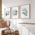 Blue Hydrangea Set of 3 Watercolor prints Botanical Flowers Abstract Wall decor, Hamptons style Rustic Modern Bedroom Living Room PRINTABLE