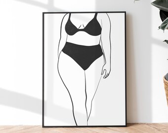 Body Positive Line Art Print: Abstract Woman Illustration (Digital Download)