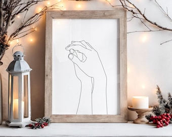 Holding Hands Line Art Print: Minimalist Couple Gift (Digital Download)