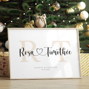 Personalisierter Hochzeitsgeschenkdruck, benutzerdefinierte Paare Namen Druck, Verlobungs- oder Jahrestagsgeschenk, benutzerdefinierte Hochzeitskunst, druckbares romantisches Dekor