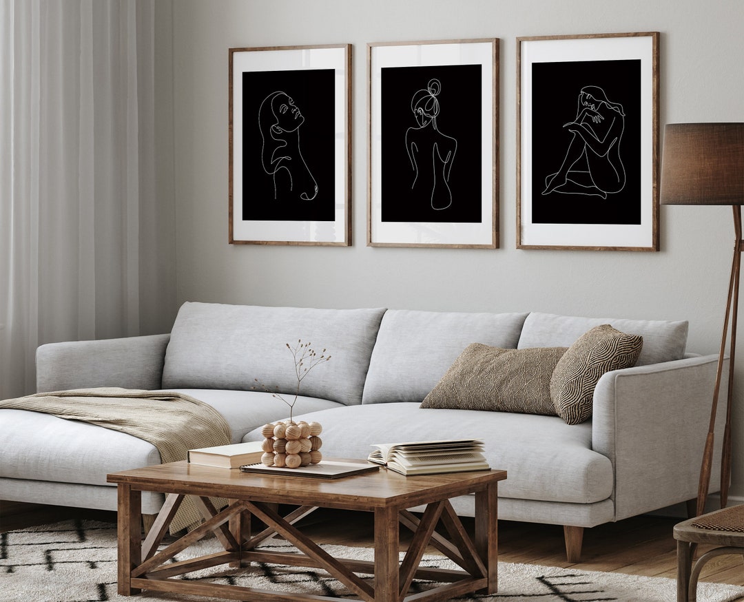 Black and White Woman Line Art Prints - Set of 3 (digital Download) - Etsy