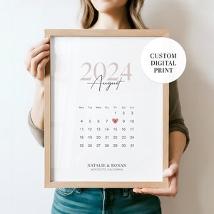Impresión romántica personalizada con fecha de boda / Nombres y fecha personalizados / Regalo de aniversario de amor / Regalo de compromiso para ella / Arte imprimible para parejas