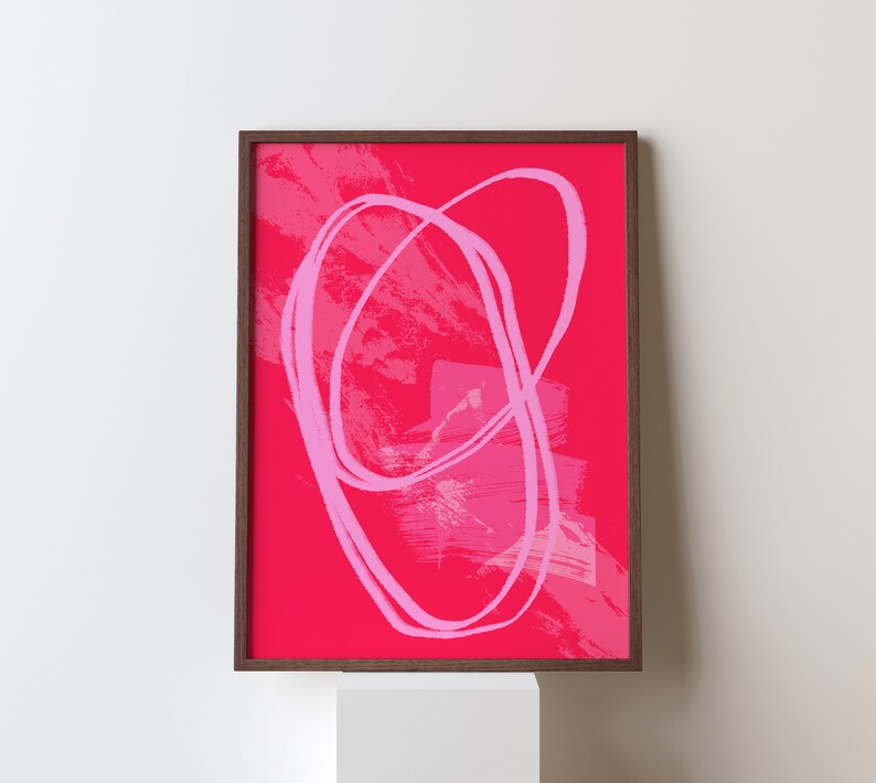 Pink and Red Wall Art. Modern Poster. Pink Home Decor. Etsy