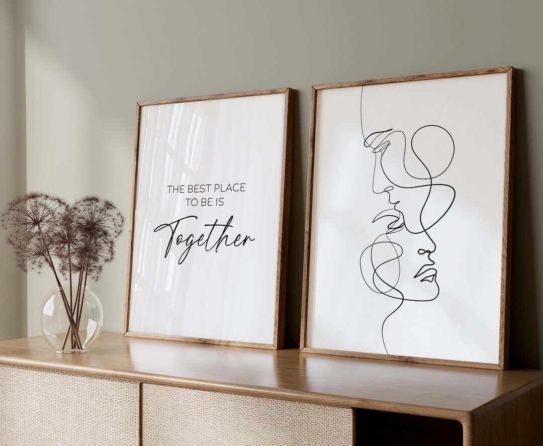 Set of 2, Line Drawing Print. Romantic Wall Art. Couple Art. Line Art ...
