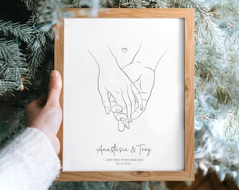 Personalized Holding Hands Line Art Print, Custom Couple Gift (Digital Download)