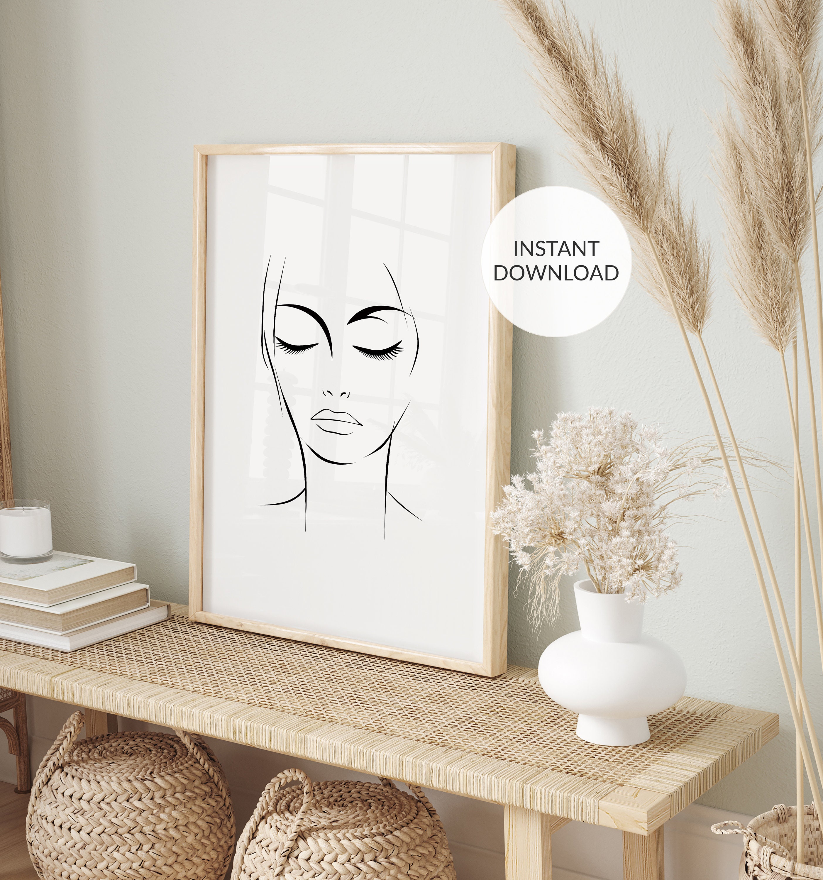 Minimalist Woman Face Line Art Print (digital Download) - Etsy