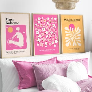Abstract Retro Art Prints: Pink, Orange, Beige Set (Digital Download)