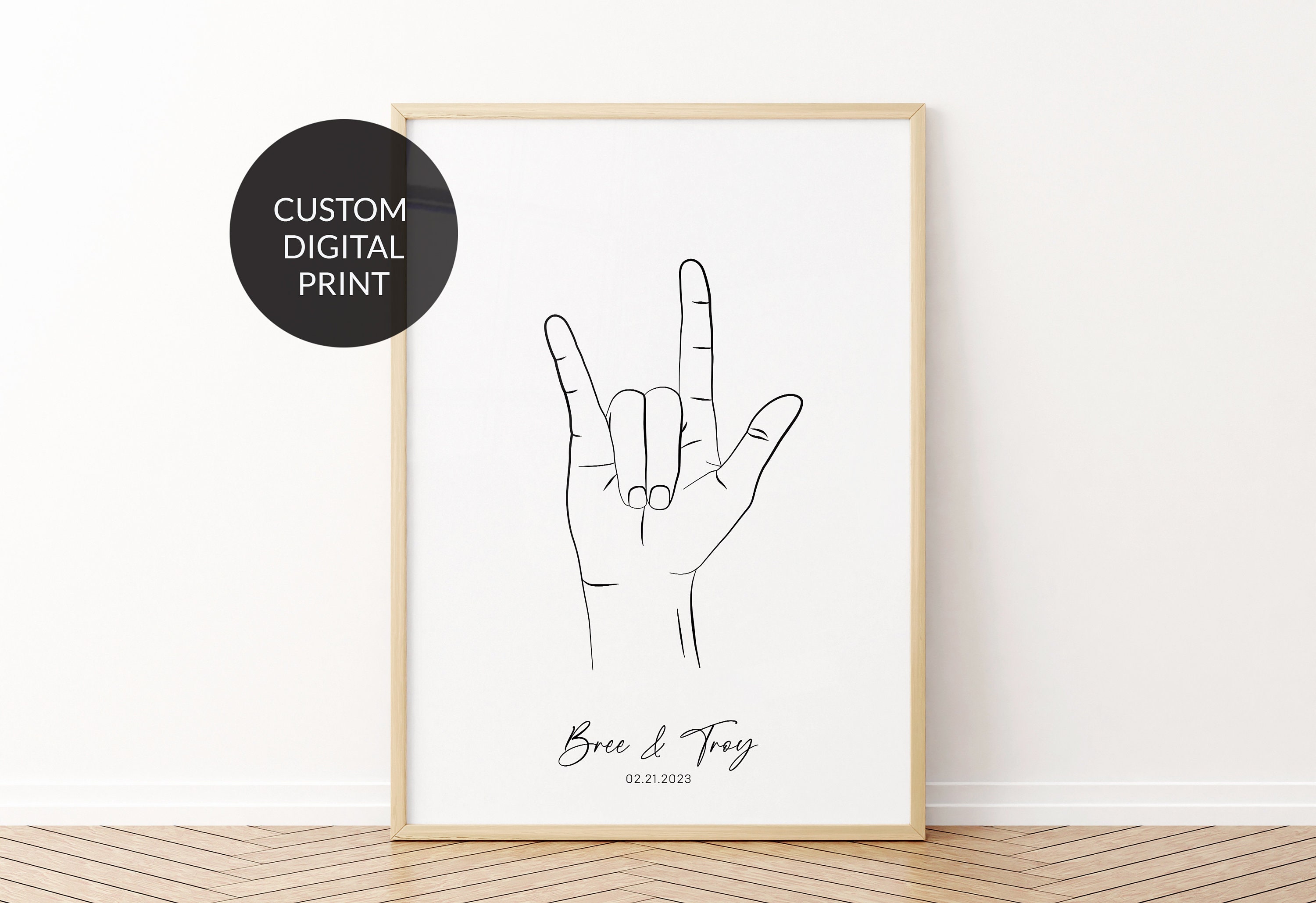 Custom Line Art. I Love You Sign Language Line Art. Asl Sign - Etsy  Australia
