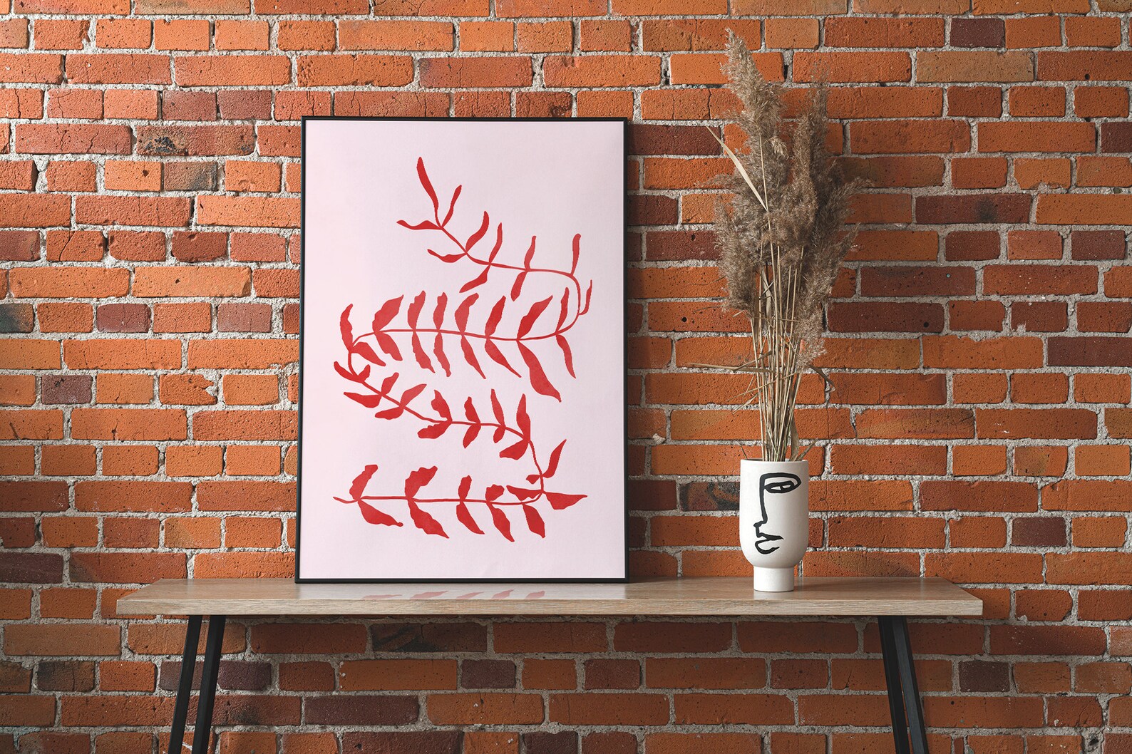 Pink and Red Wall Art Mid Century Modern Abstract Poster Etsy