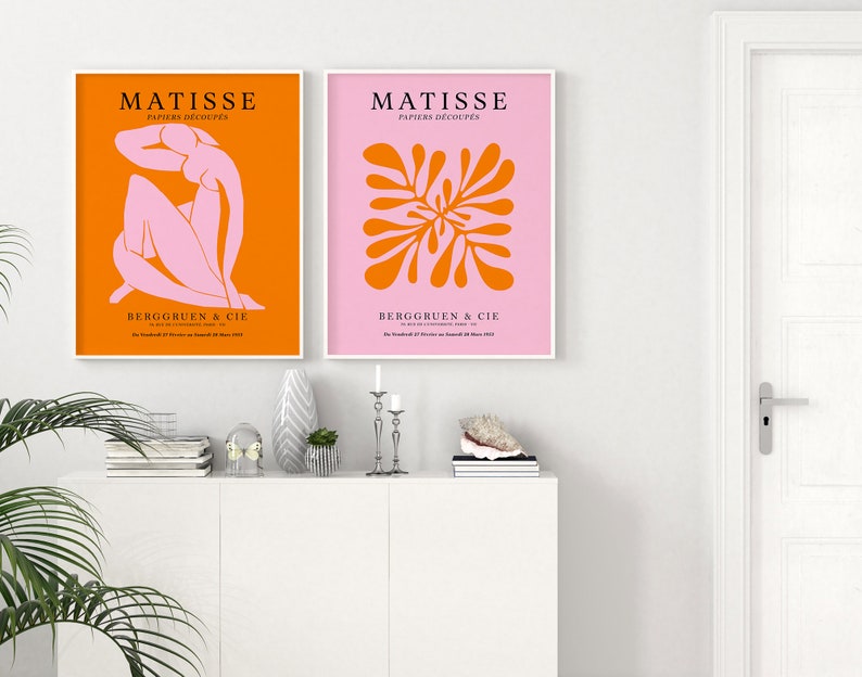 Set of 2 Matisse Wall Set. Matisse Poster. Pink Orange Art. Etsy