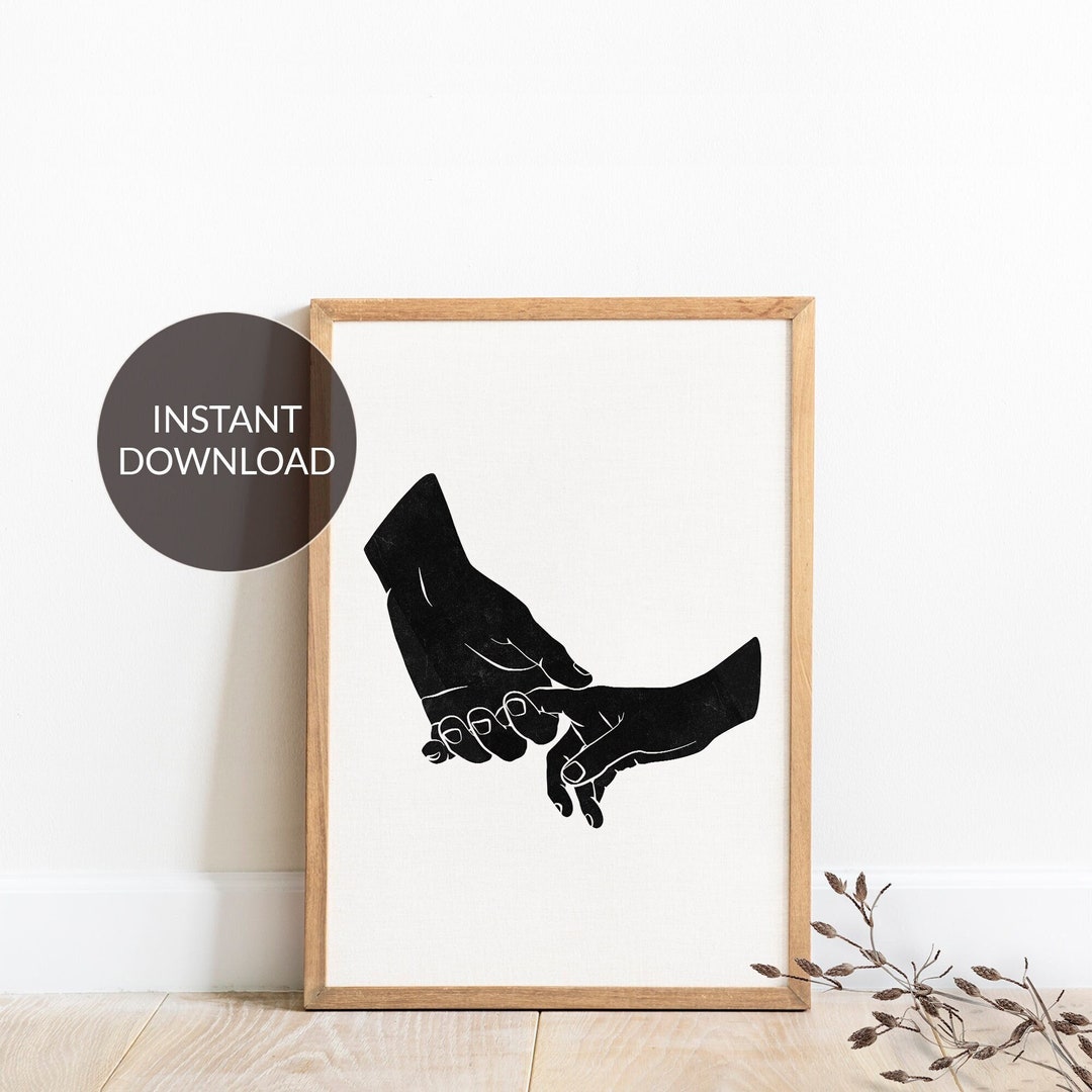Black Couples Hands Wall Art Holding Hands Line Art Print Etsy