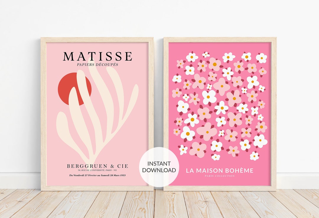 Set of 2 Matisse Wall Art Set. Pink Flower Market. Pastel Dorm Decor ...