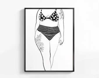 Body Positive Line Art Print: Abstract Woman Illustration (Digital Download)